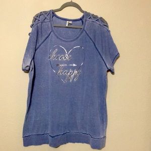 Choose Happy! Blue terry short sleeve